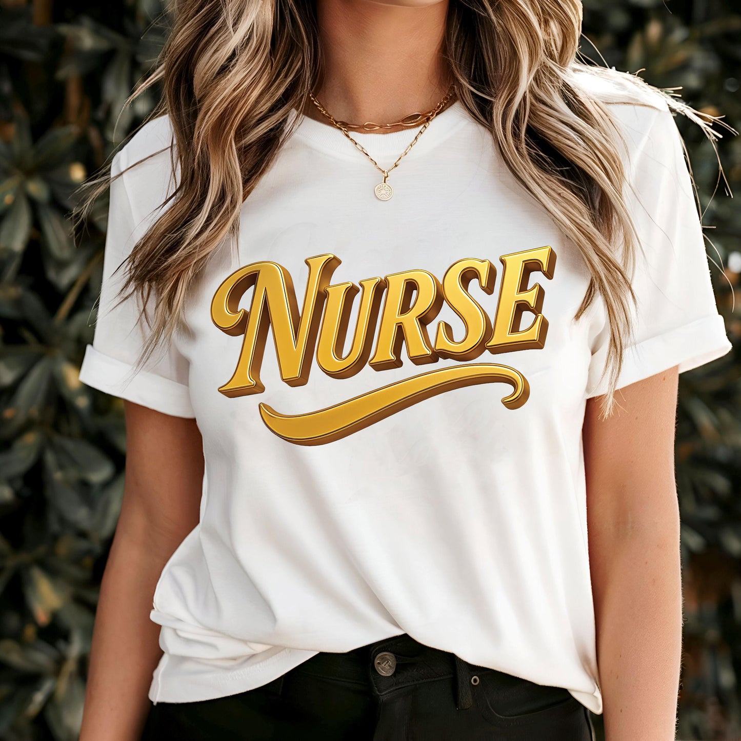 Nurse 3D Gold PNG Instant Digital Download