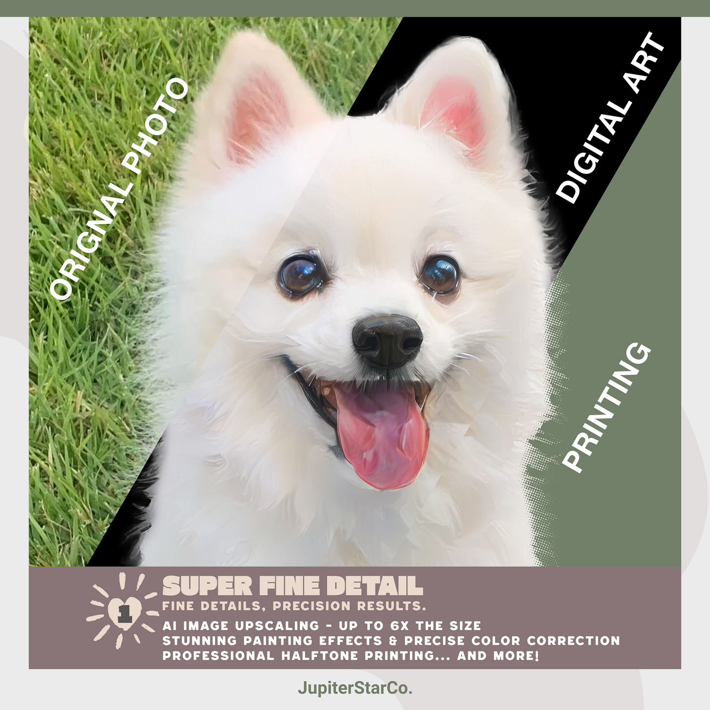 Custom Pet Portraits Personalized from Your Pets Photo Digital Download