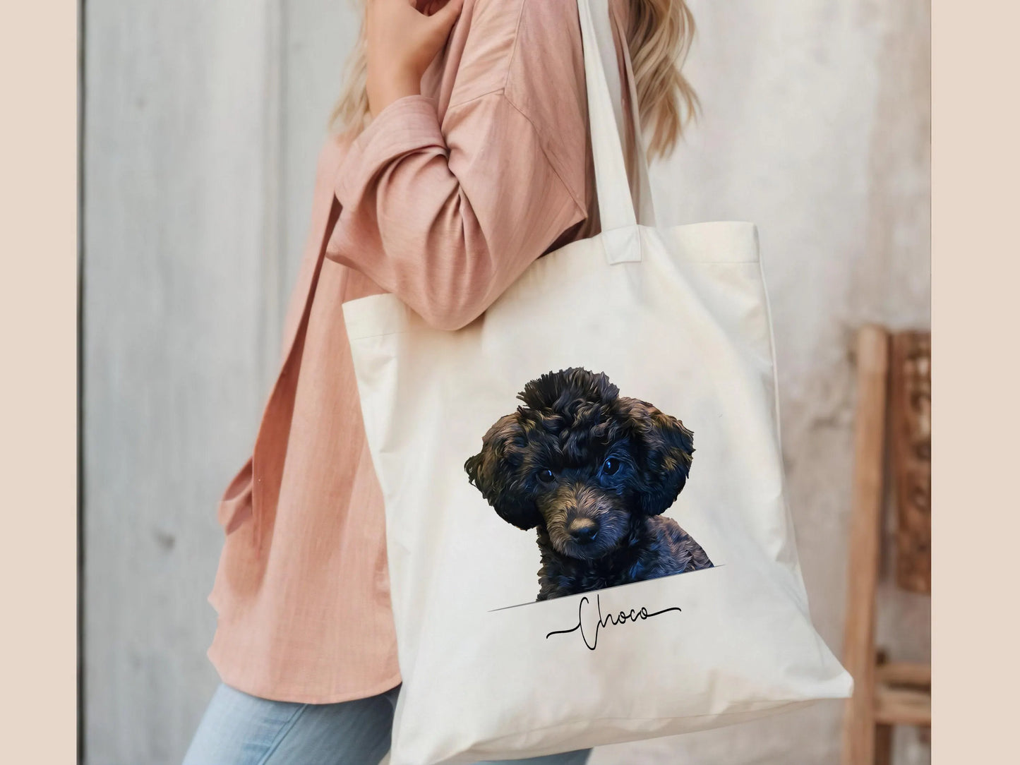 Custom Pet Tote Bag Digital Painting Art Style