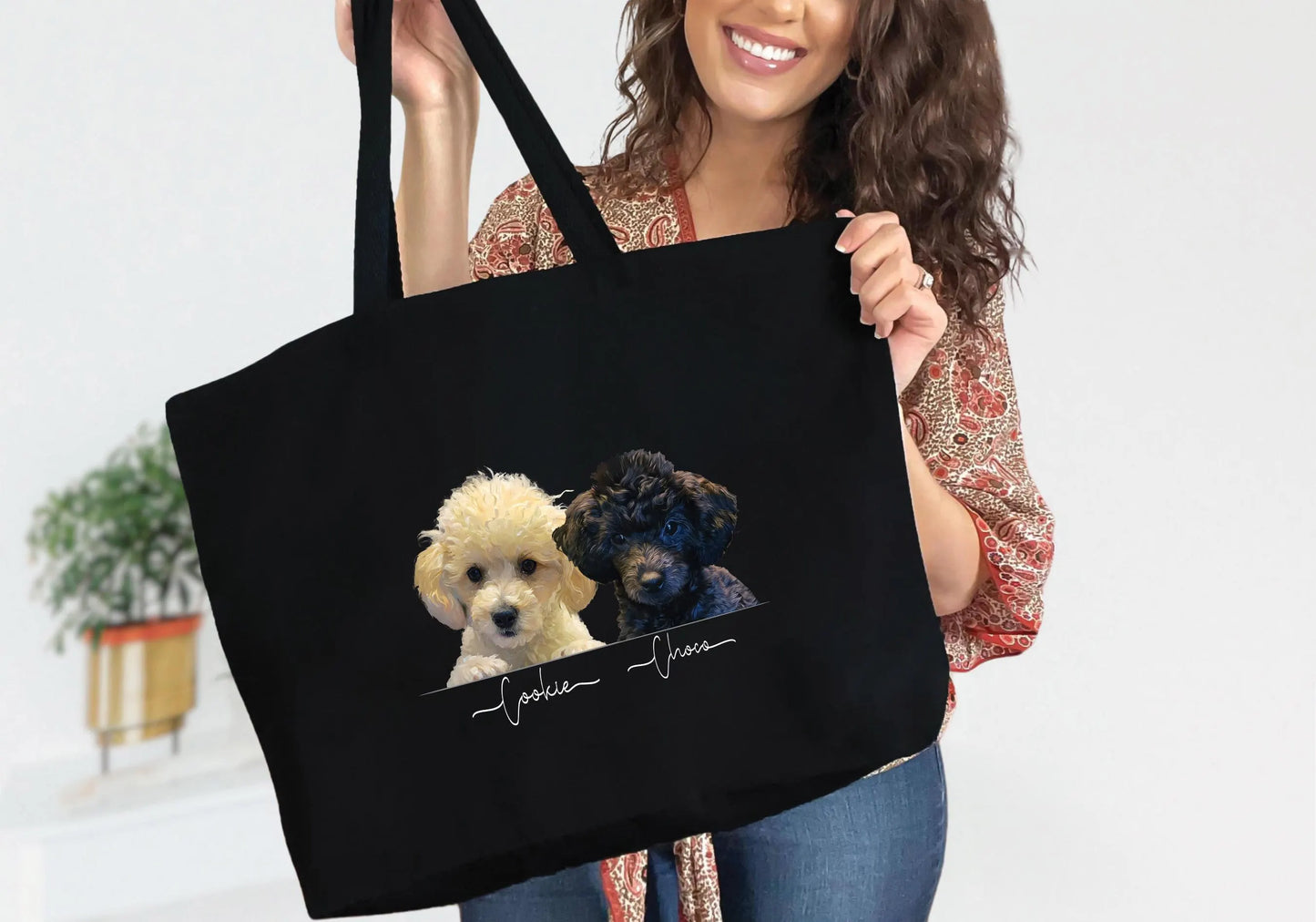 Custom Pet Tote Bag Digital Painting Art Style