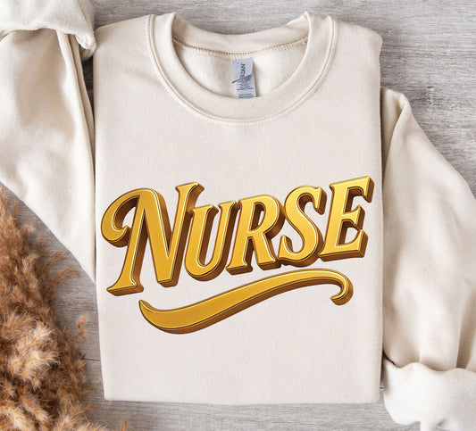 Nurse 3D Gold PNG Instant Digital Download