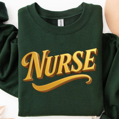 Nurse 3D Gold PNG Instant Digital Download