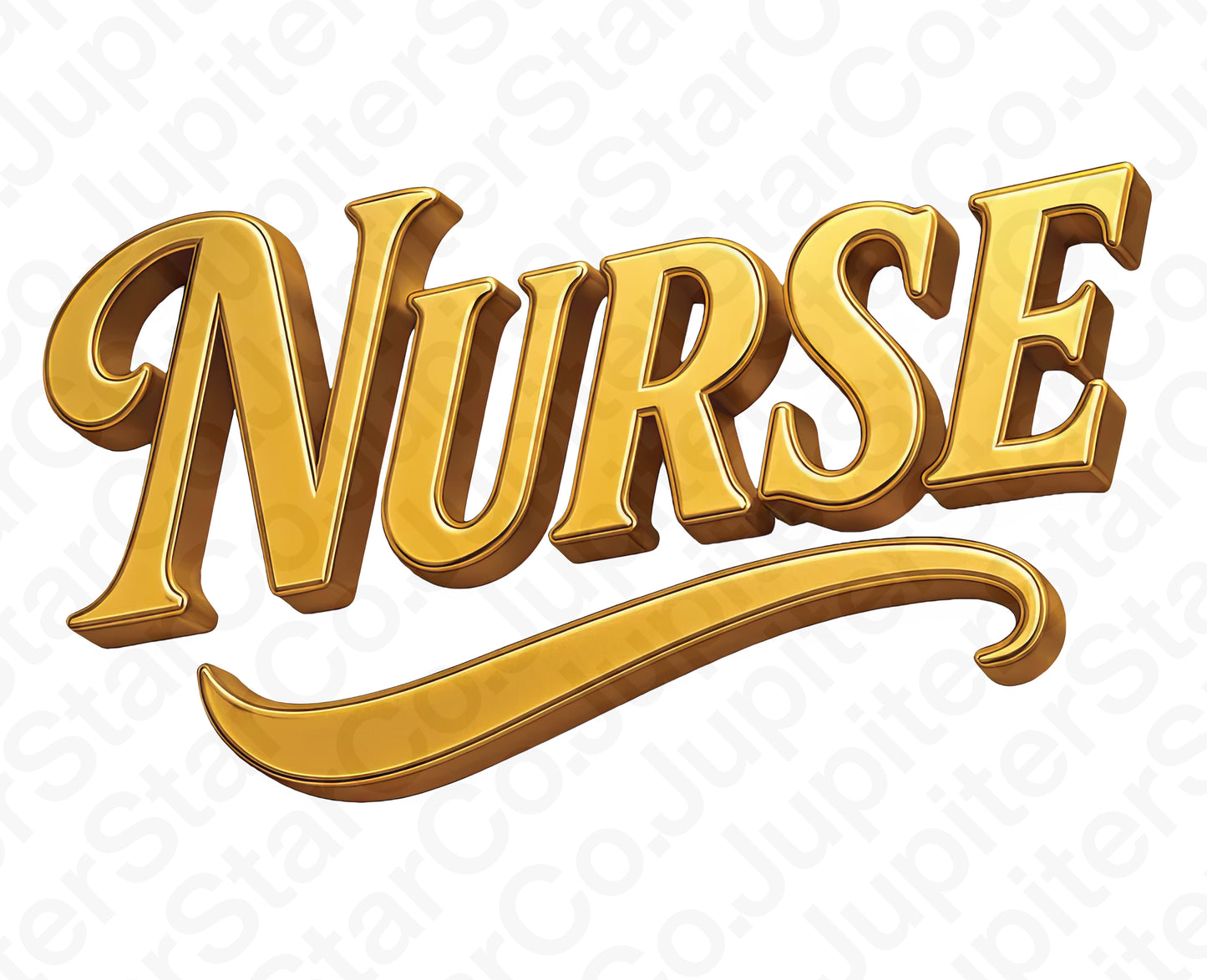 Nurse 3D Gold PNG Instant Digital Download