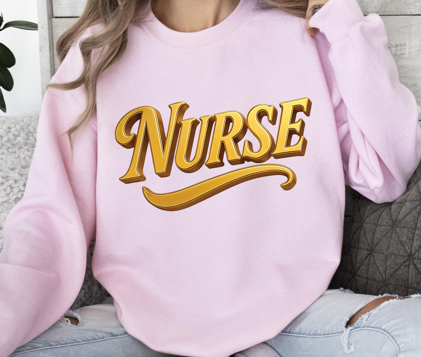 Nurse 3D Gold PNG Instant Digital Download