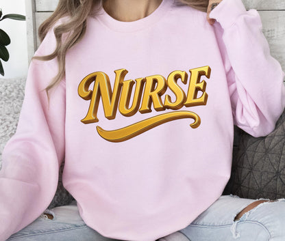 Nurse 3D Gold PNG Instant Digital Download
