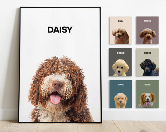 Custom Pet Portraits Personalized from Your Pets Photo Digital Download