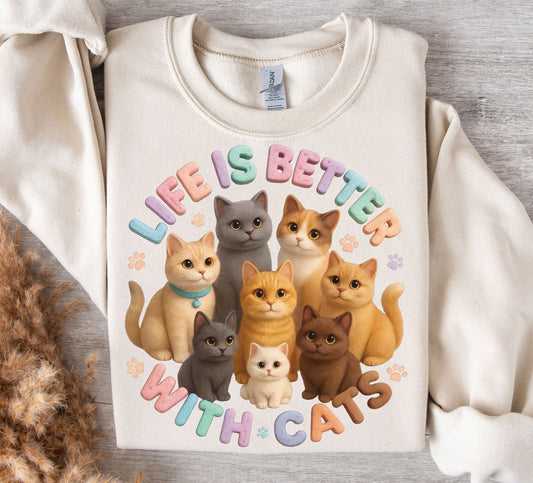 Life Is Better With Cats T-shirts Design Instant Digital Download