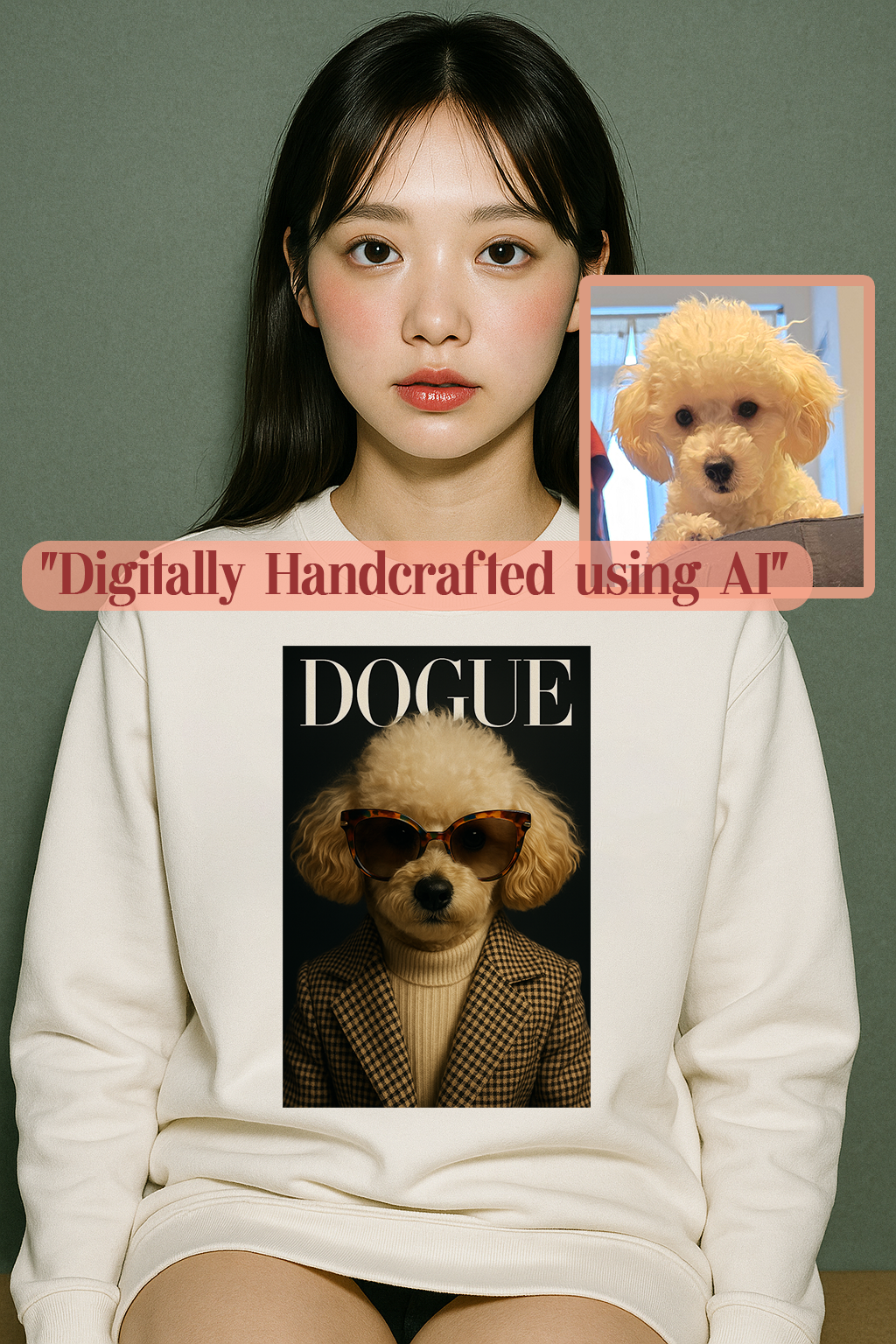Custom Pet Shirt – Dog Portrait Fashion Tee | Dogue-Inspired Digital Art