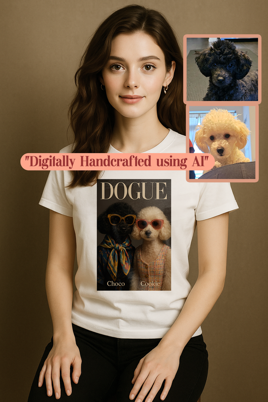 Custom Pet Shirt – Dog Portrait Fashion Tee | Dogue-Inspired Digital Art